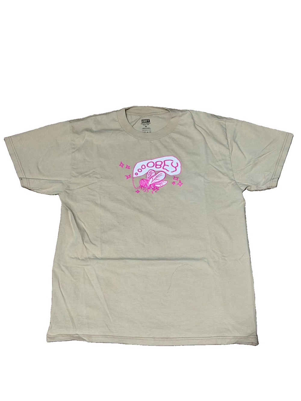 Obey Kids Cream Tee with Pink Graphic Logo
